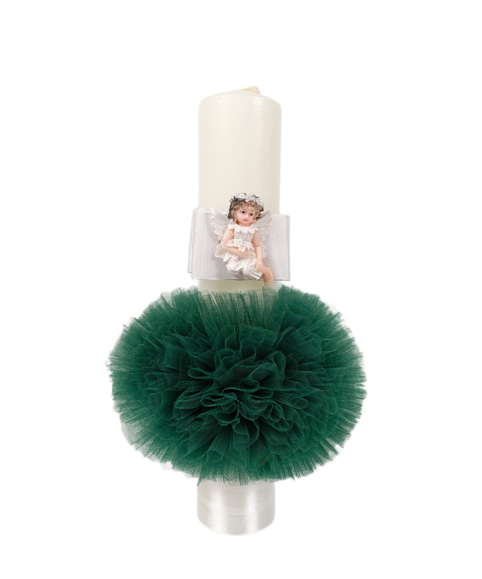 Lumanare botez fetita verde cu ingeras, - Botez bebelusi