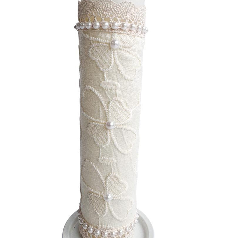 Lumanare botez ivoire cu dantela - Botez bebelusi