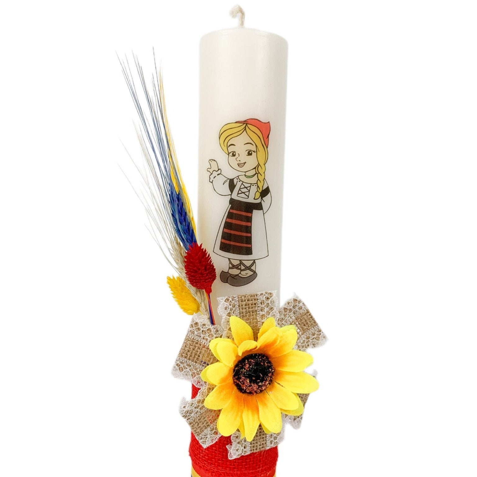 Lumanare botez traditioanala cu țărăncuța - Botez bebelusi