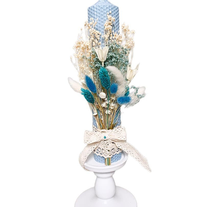 Lumanare ceara naturala albastra - Botez bebelusi