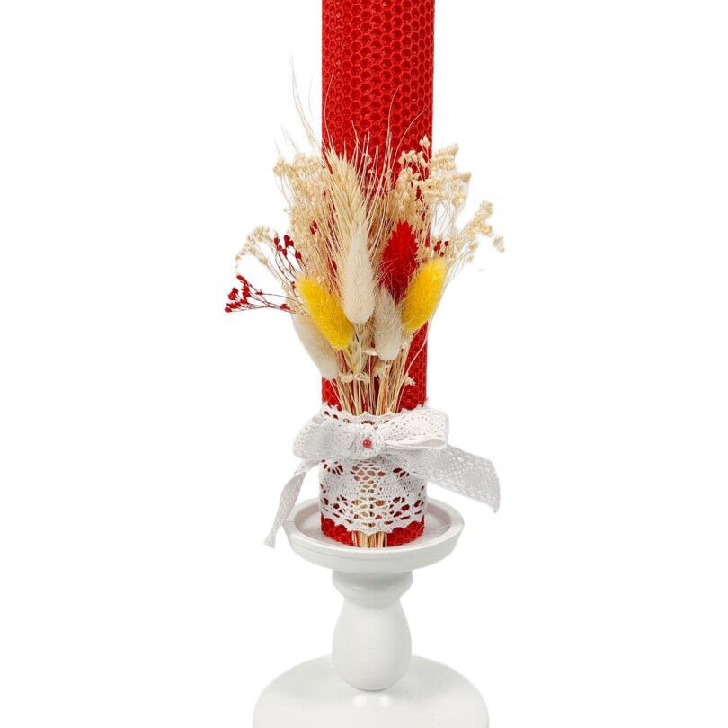 Lumanare ceara naturală Red - Botez bebelusi