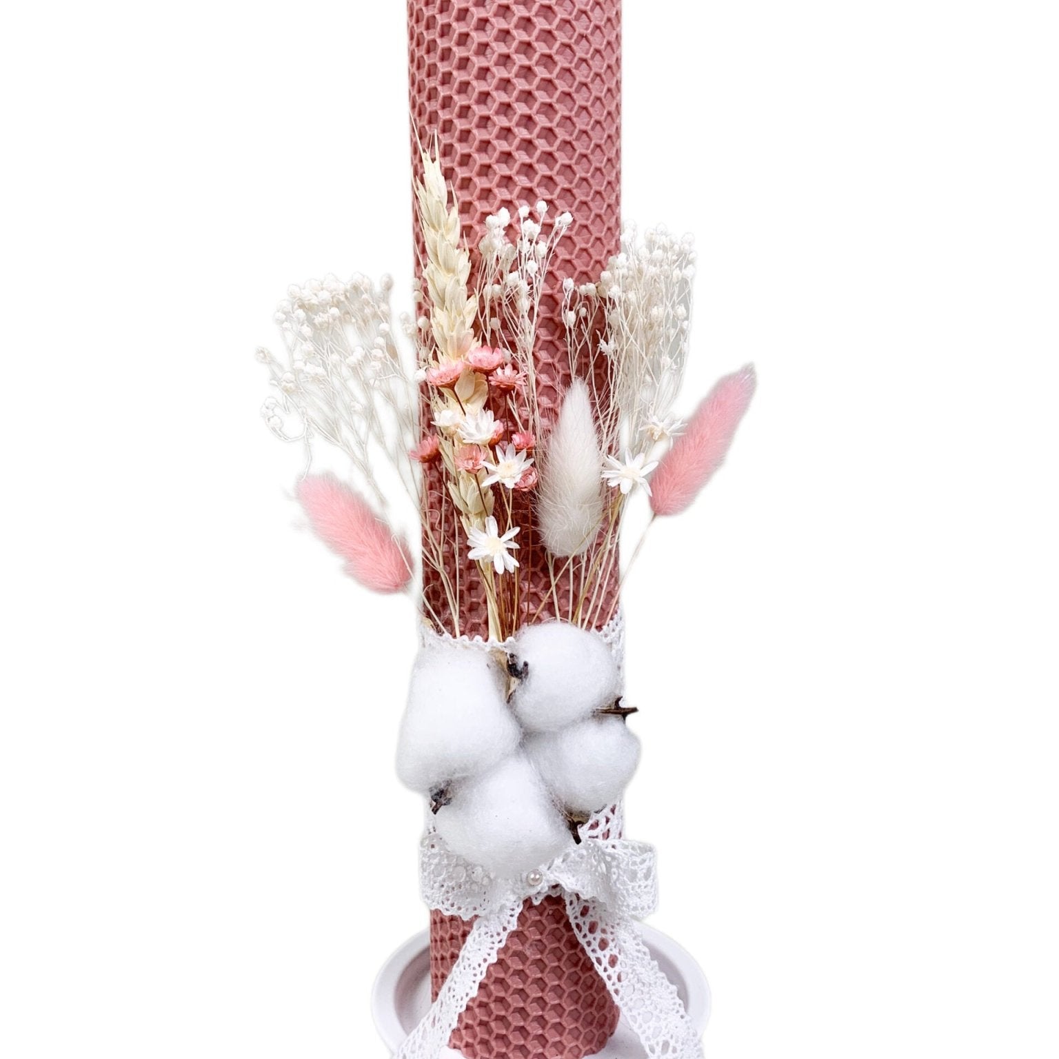 Lumanare ceara naturala Roz - Botez bebelusi