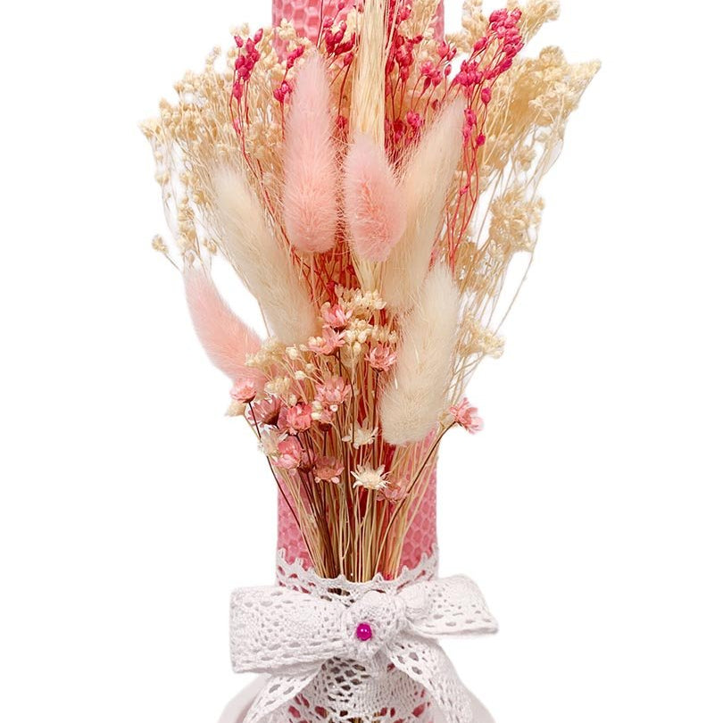 Lumanare de botez cu flori uscate - Botez bebelusi