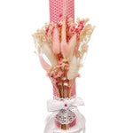 Lumanare de botez cu flori uscate - Botez bebelusi