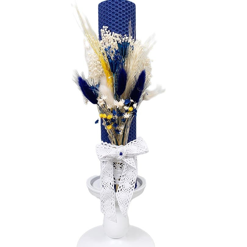 Lumanare pentru botez din ceara naturala ,culoare bleomarin - Botez bebelusi