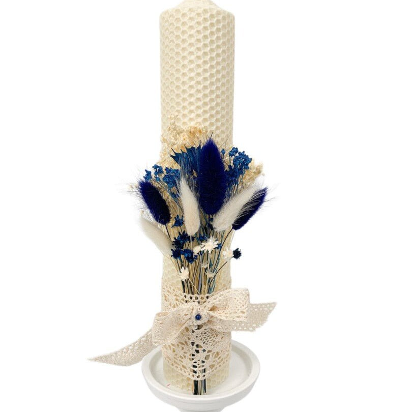 Lumanare pentru botez din ceara naturala - ivoire - baiat - Botez bebelusi