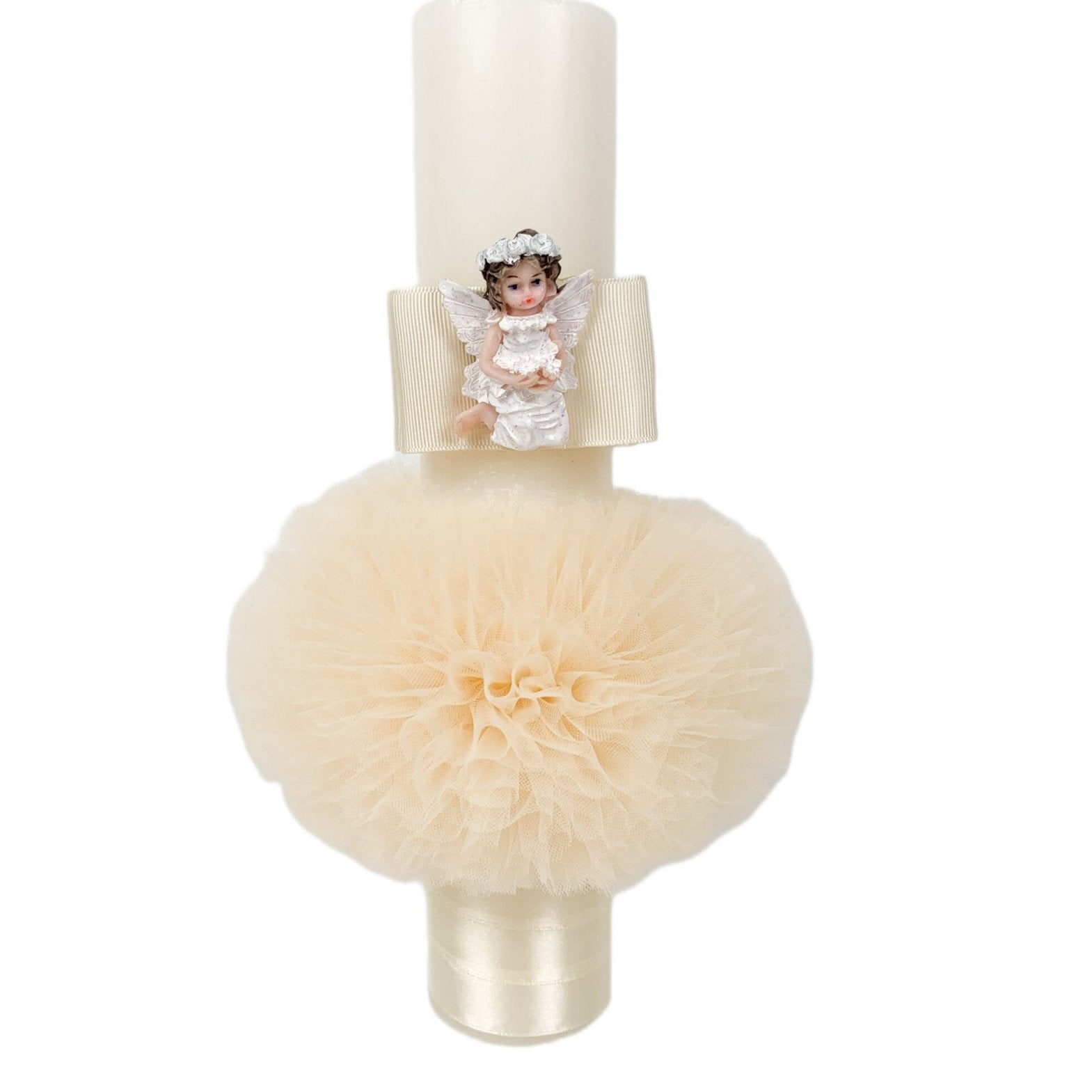 Lumanare pentru botez fetita cu crem ingeras - Botez bebelusi