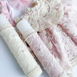 Lumnare botez roz cu dantela - Botez bebelusi