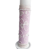Lumnare botez roz cu dantela - Botez bebelusi