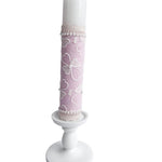 Lumnare botez roz cu dantela - Botez bebelusi