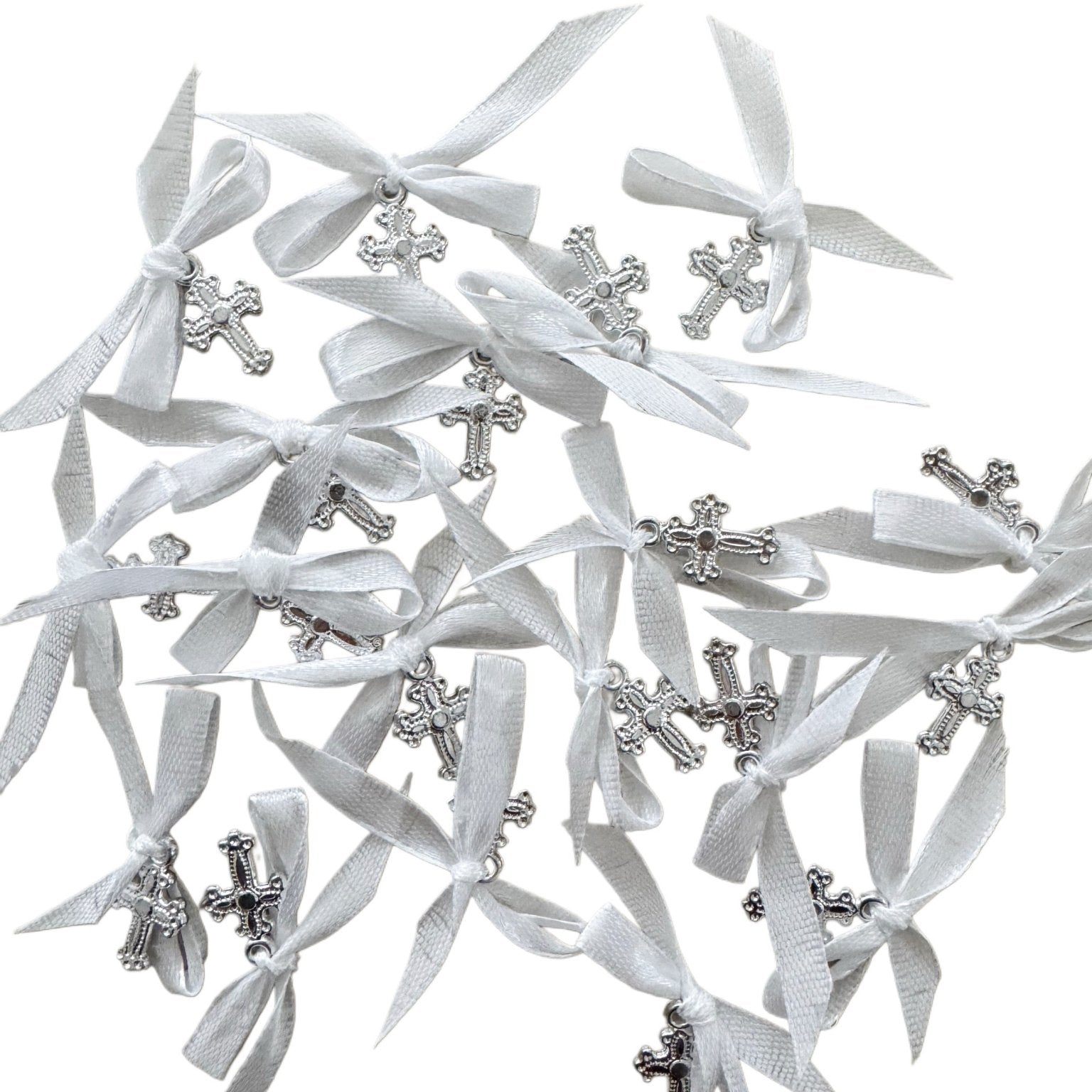 Marturii botez cruciulita cu fundita alba - Botez bebelusi