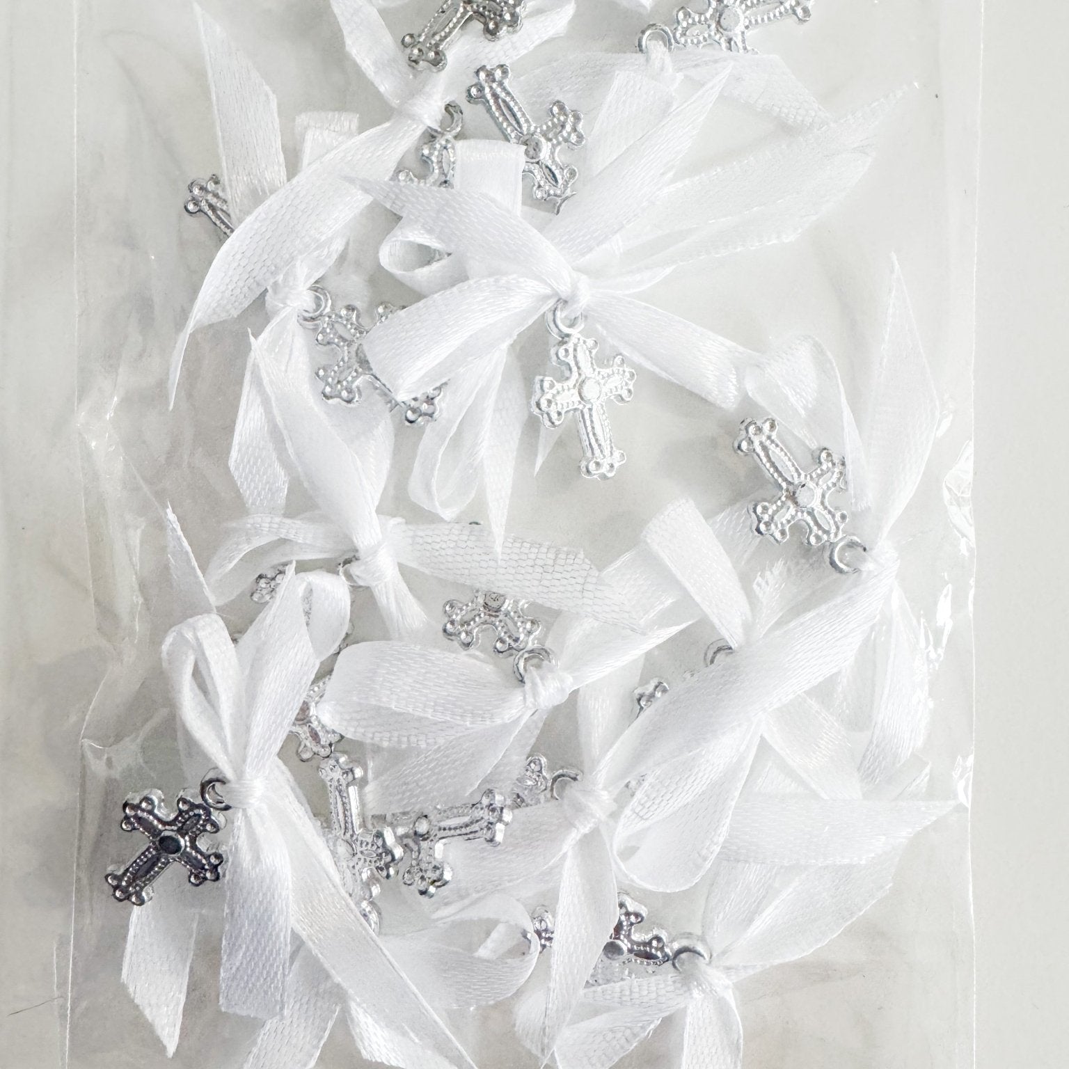 Marturii botez cruciulita cu fundita alba - Botez bebelusi