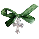 Marturii botez cruciulita cu fundita verde - Botez bebelusi