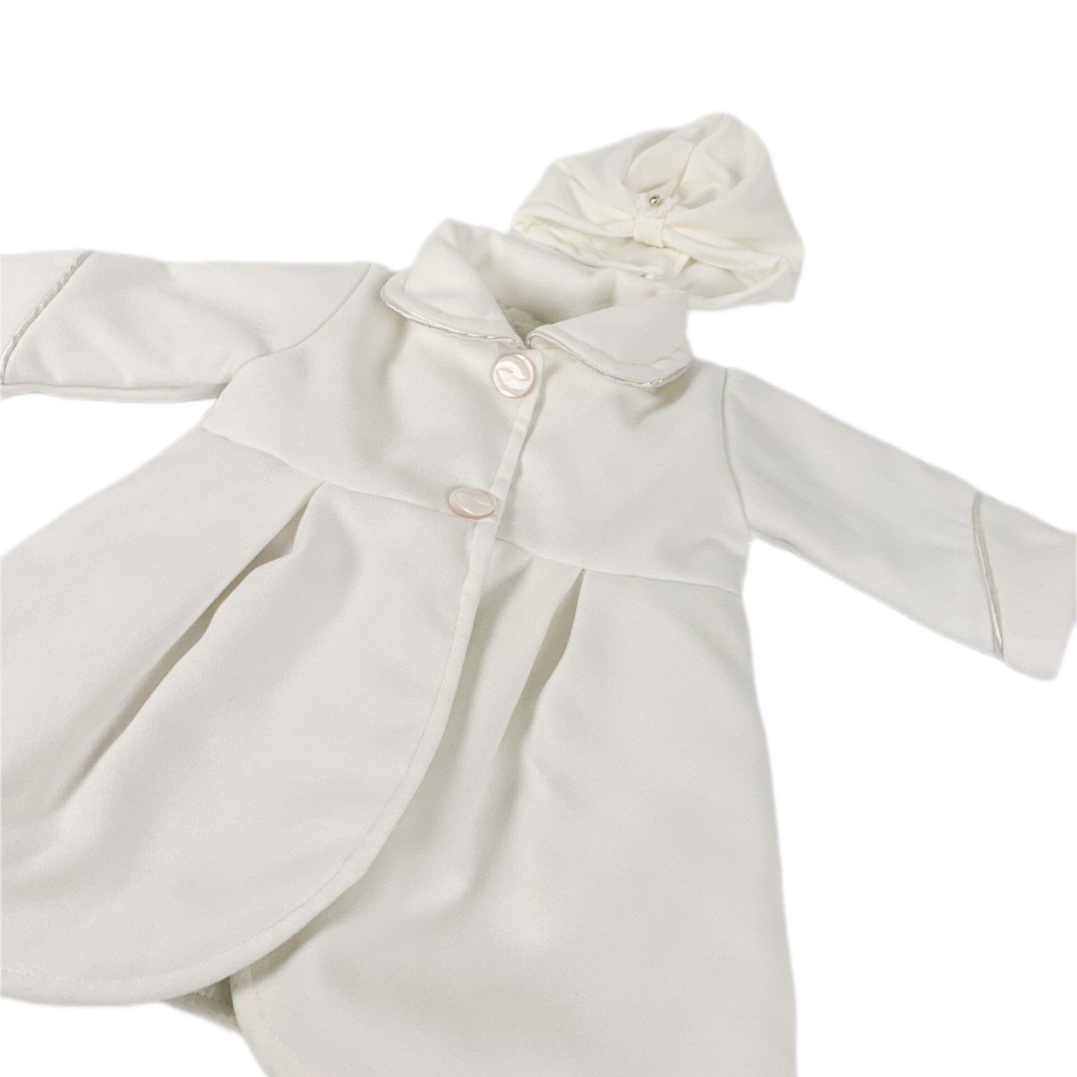 Palton alb cu turban alb fetita - Botez bebelusi