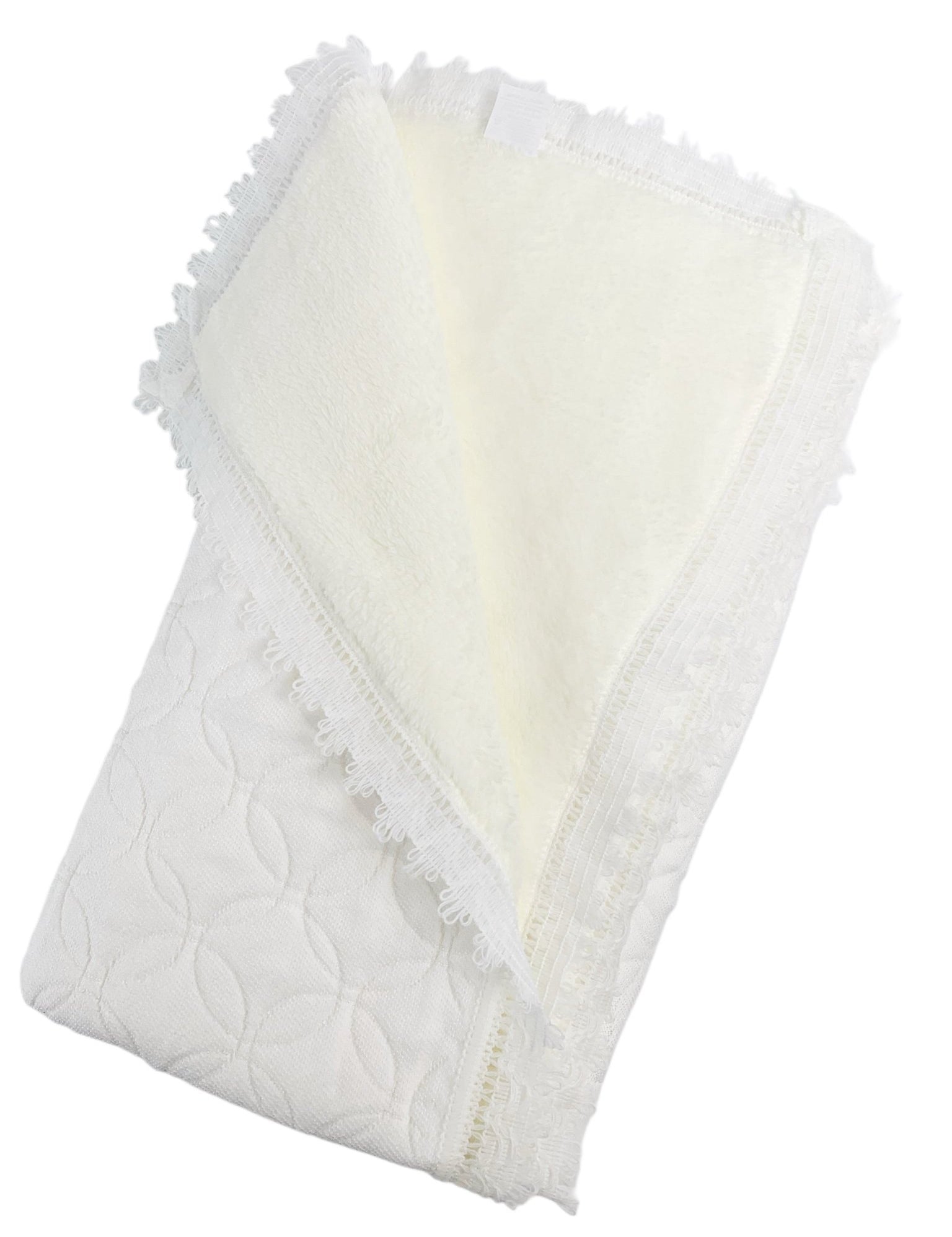 Patura bebelusi groasa - alba cu franjuri - Botez bebelusi