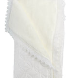 Patura bebelusi groasa - alba cu franjuri - Botez bebelusi