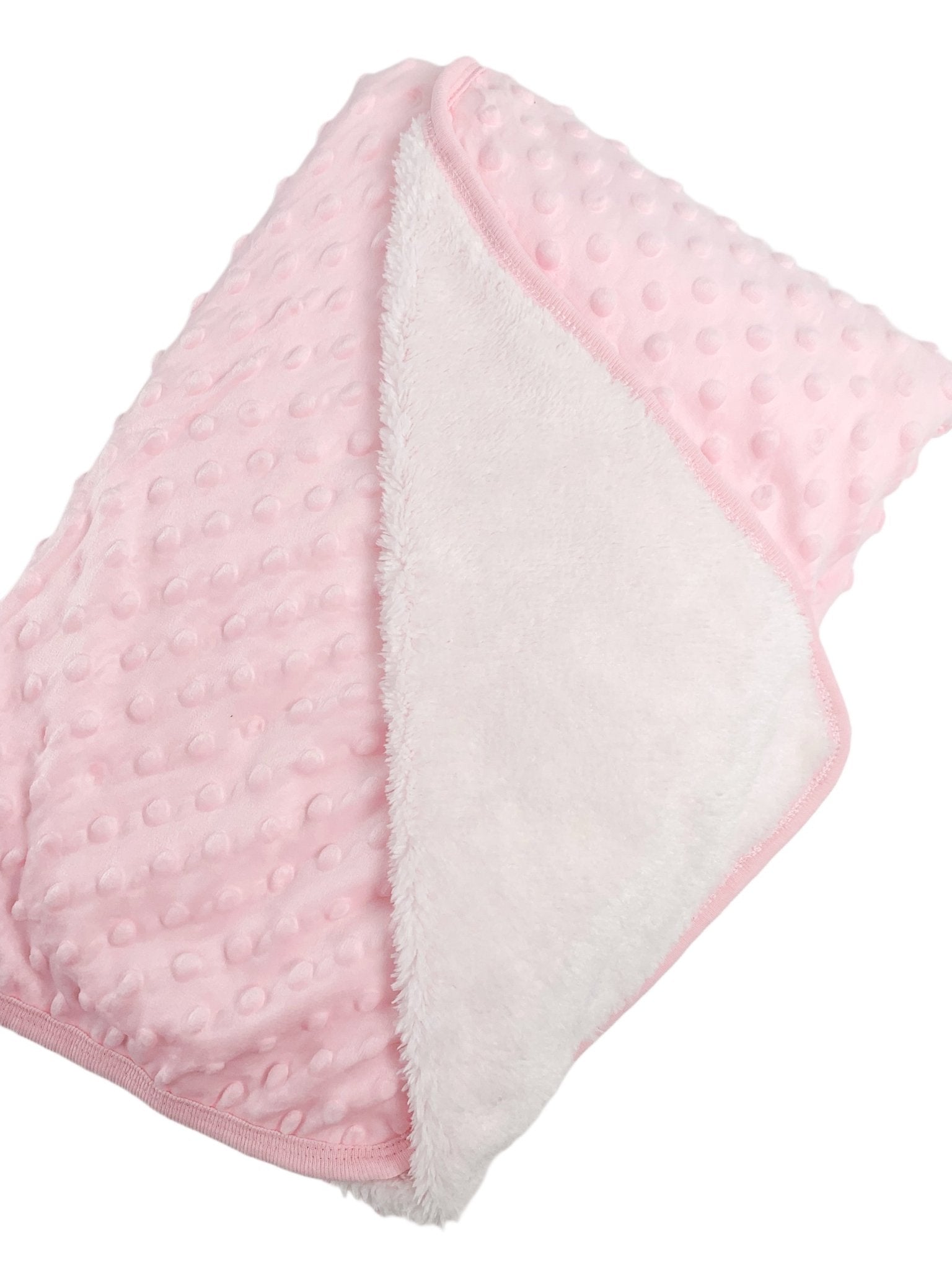 Patura bebelusi pufoasa cu bulinute - roz - Botez bebelusi