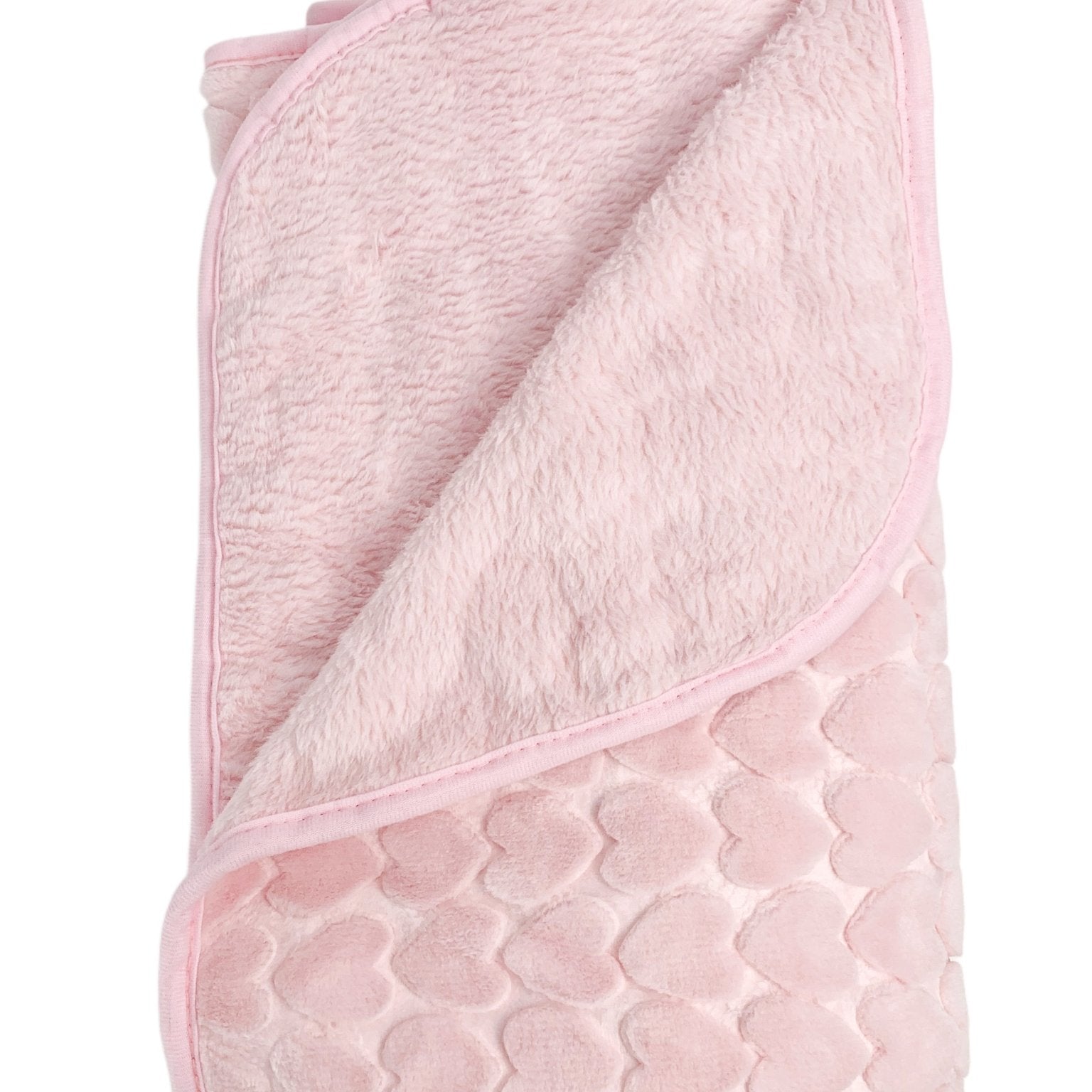 Patura bebelusi pufoasa cu inimioare - roz - Botez bebelusi