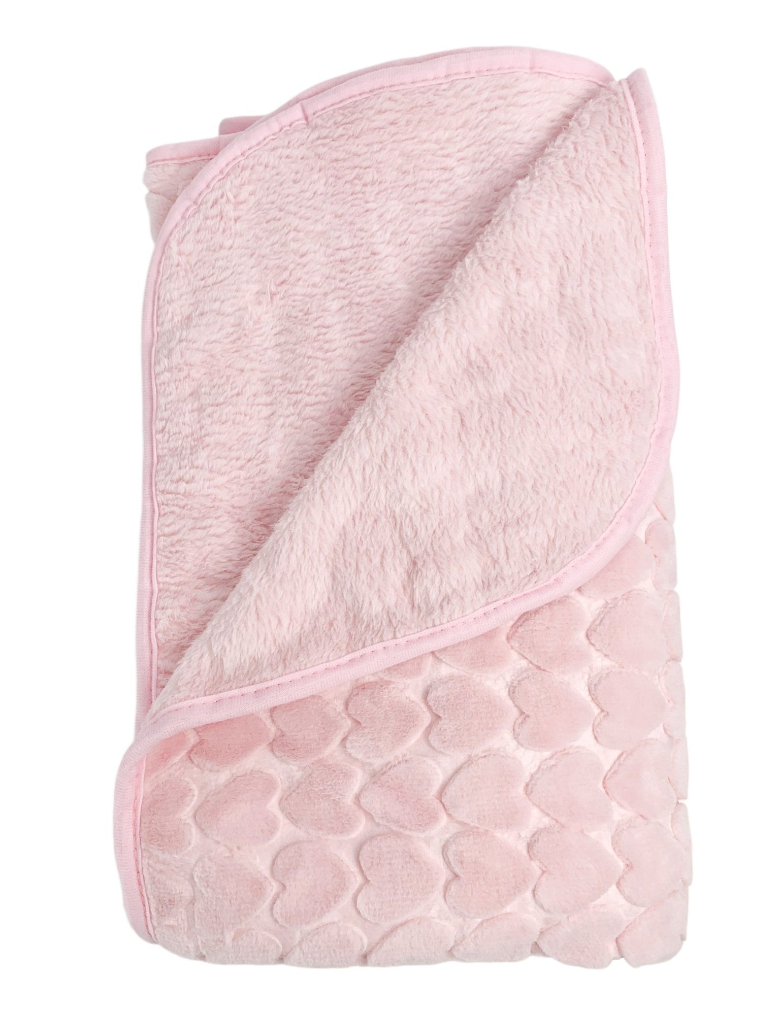 Patura bebelusi pufoasa cu inimioare - roz - Botez bebelusi