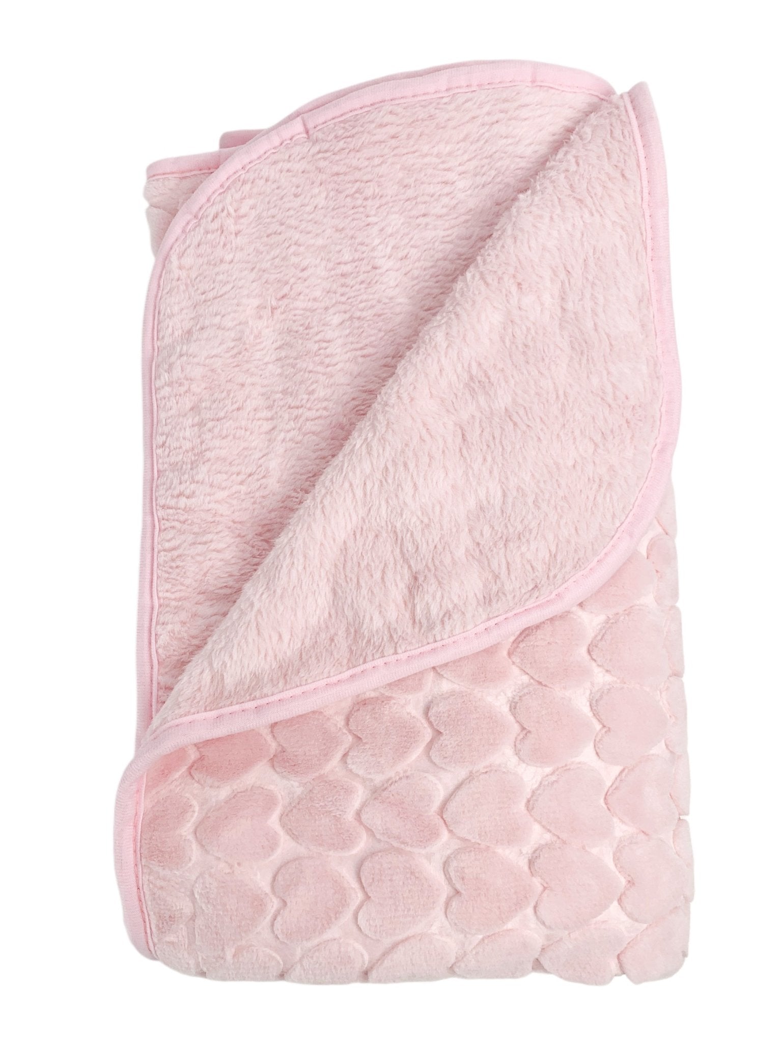 Patura bebelusi pufoasa cu inimioare - roz - Botez bebelusi