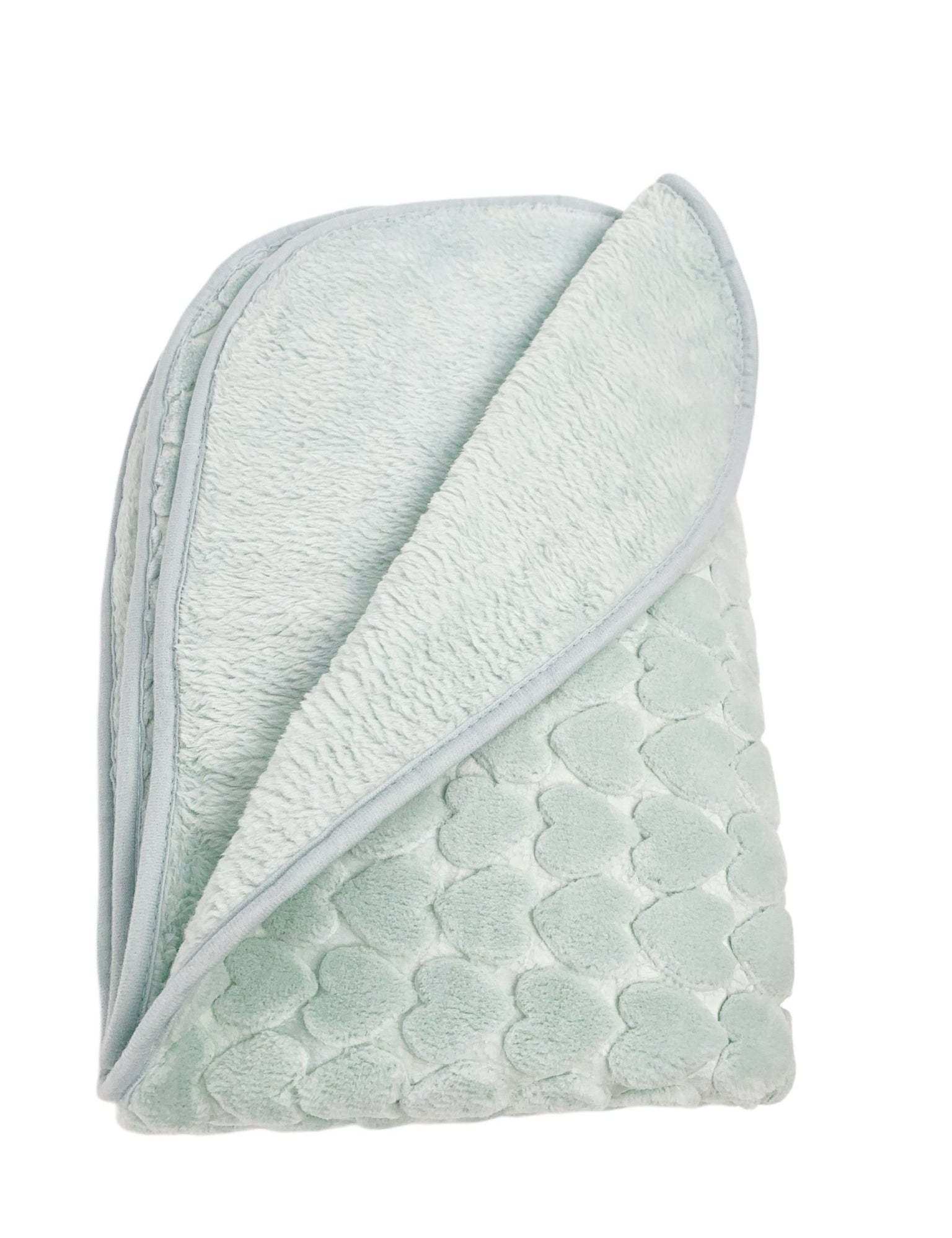 Patura bebelusi pufoasa cu inimioare - verde - Botez bebelusi