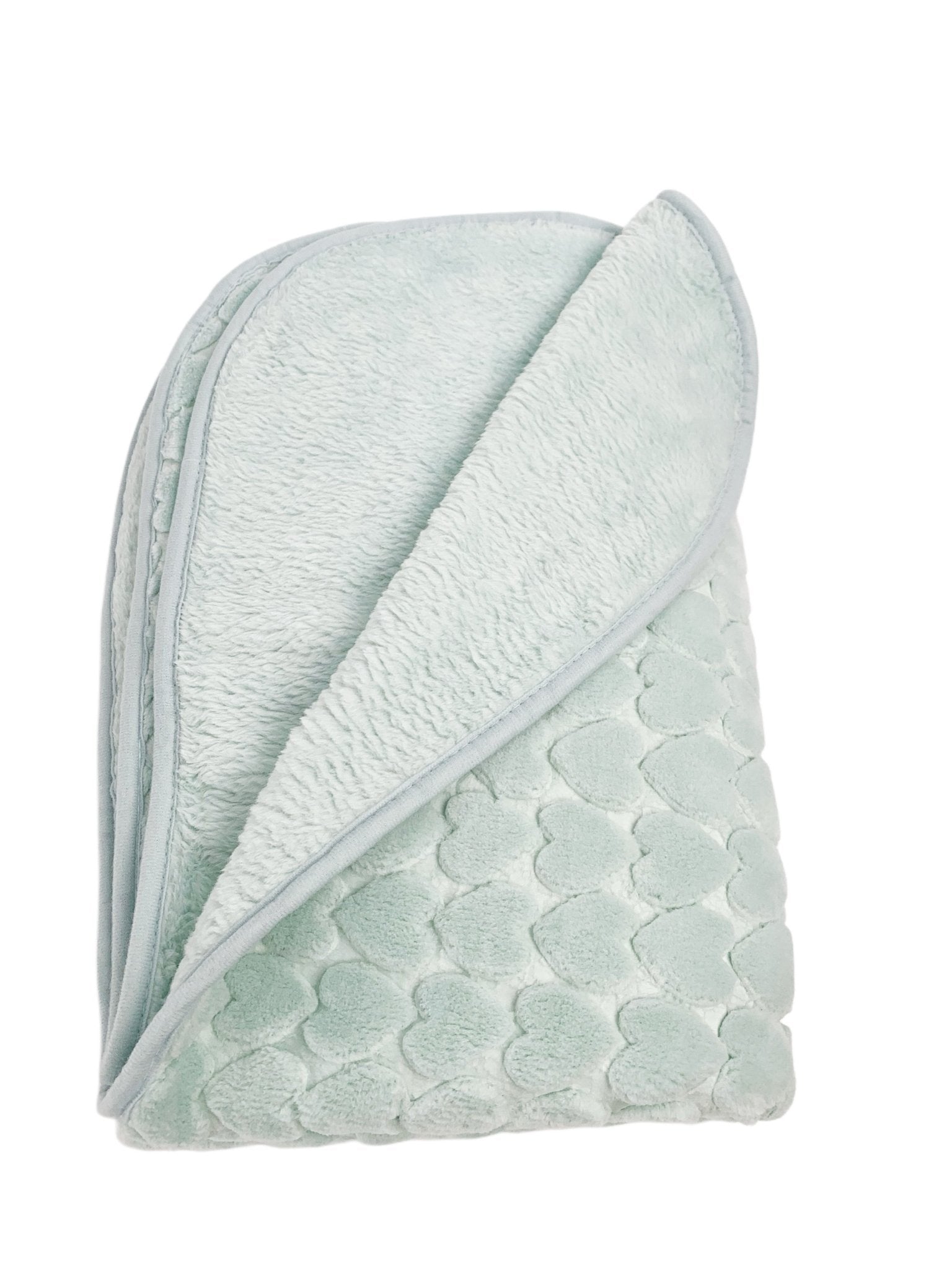 Patura bebelusi pufoasa cu inimioare - verde - Botez bebelusi