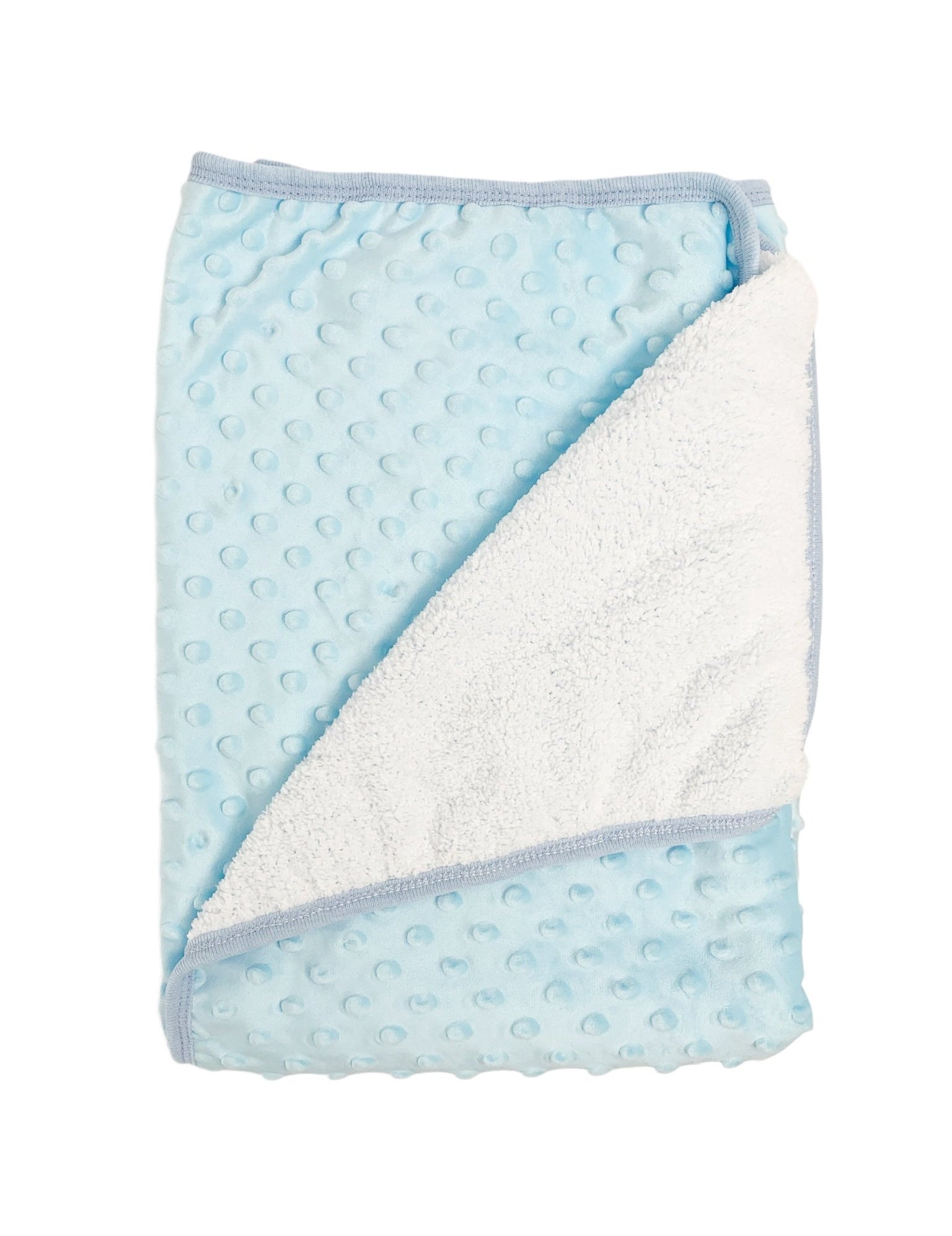 Patura pufoasa bebelusi - albastra cu bulinute - Botez bebelusi