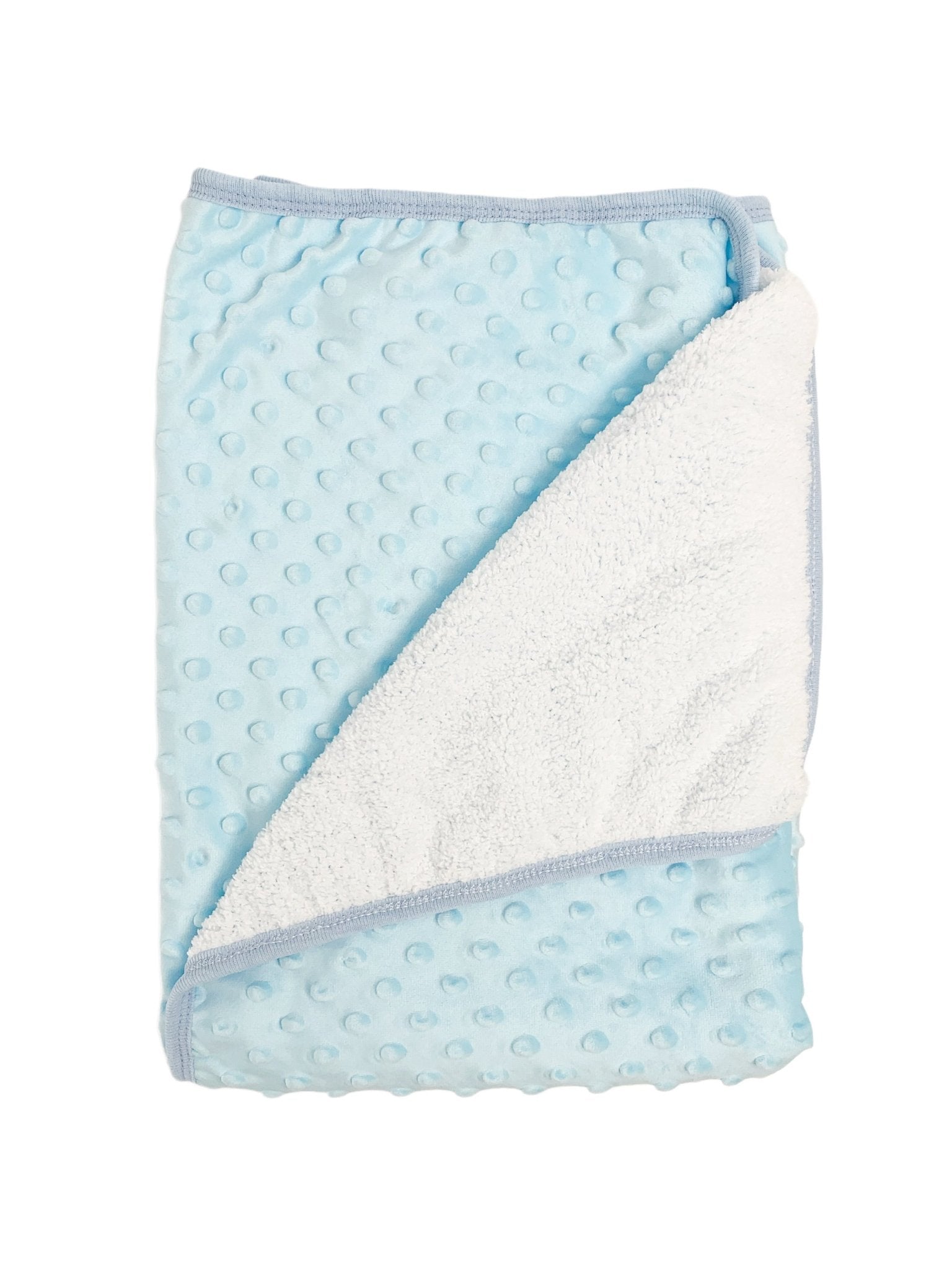 Patura pufoasa bebelusi - albastra cu bulinute - Botez bebelusi