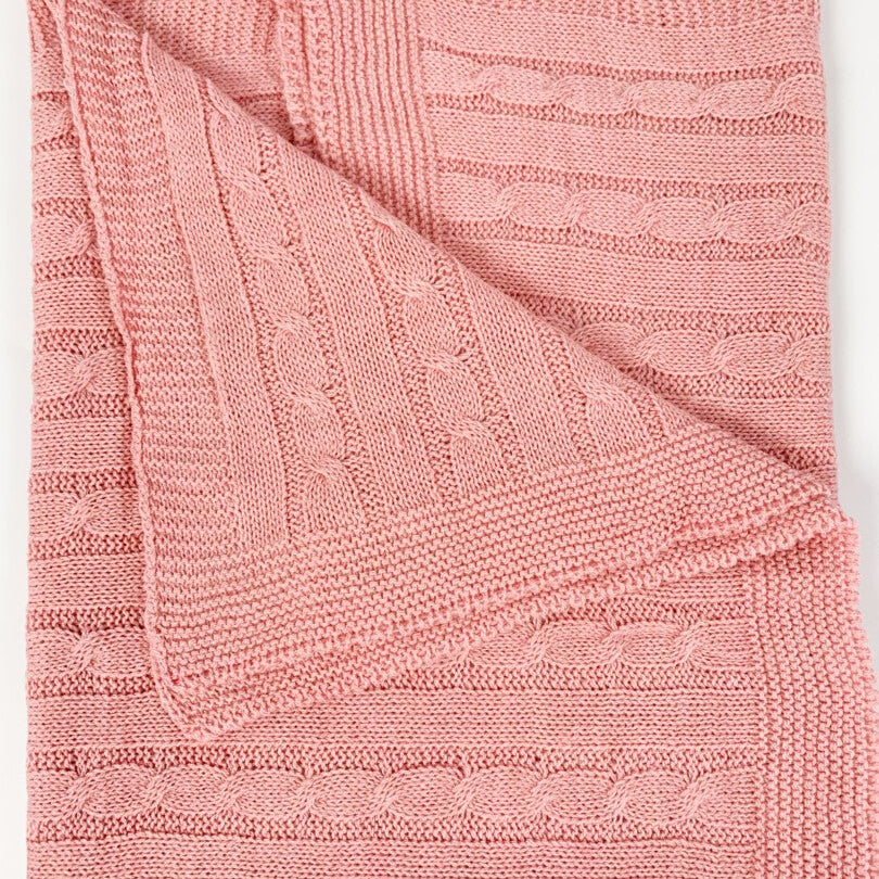 Patura tricotata roz piersica - Botez bebelusi