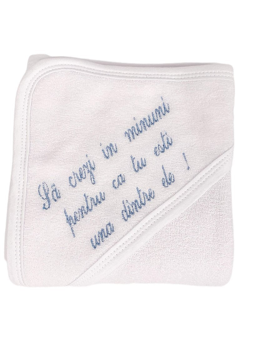 Prosop baie personalizat albastru - Botez bebelusi