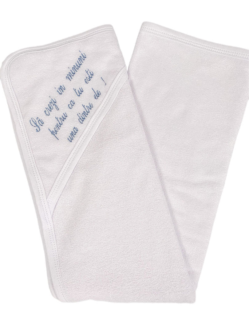 Prosop baie personalizat albastru - Botez bebelusi