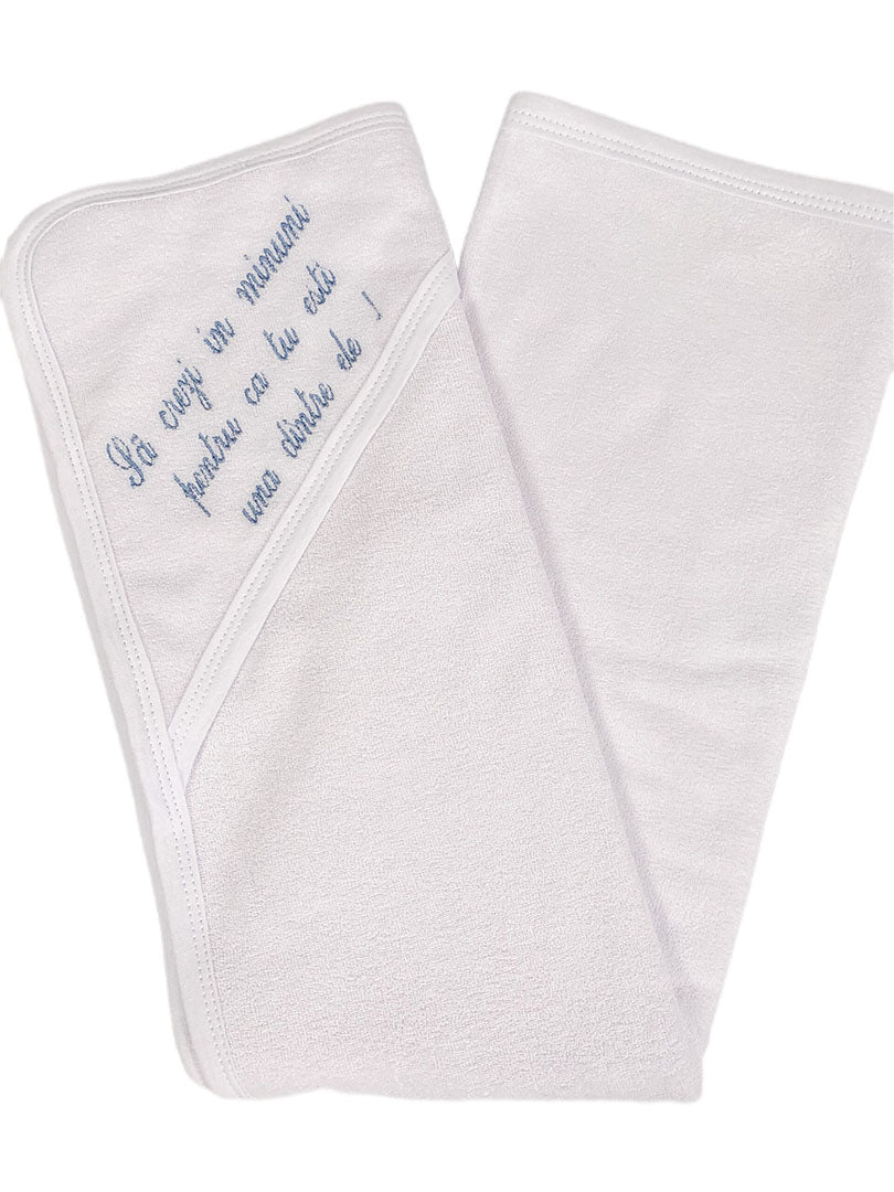Prosop baie personalizat albastru - Botez bebelusi