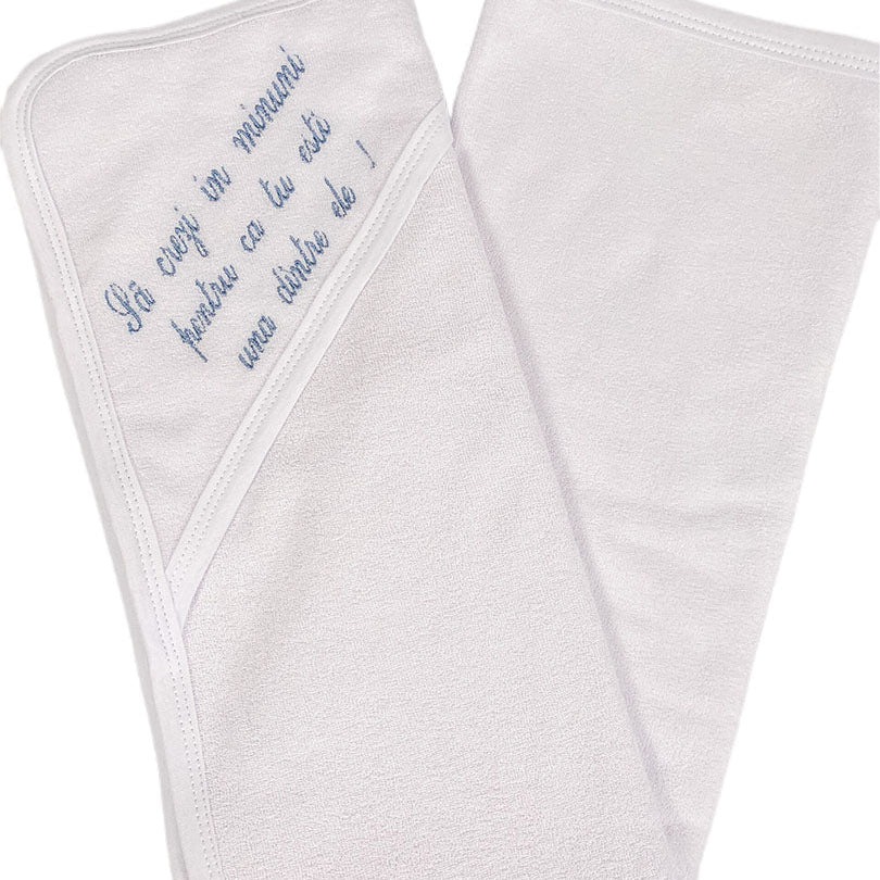 Prosop baie personalizat albastru - Botez bebelusi