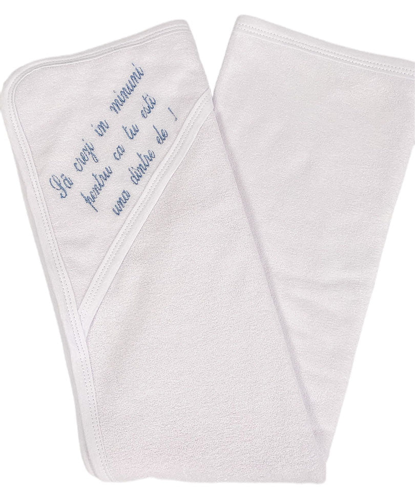 Prosop baie personalizat albastru - Botez bebelusi