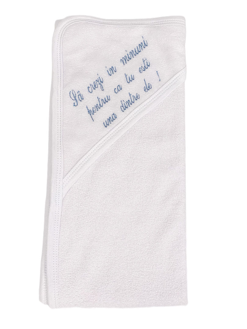 Prosop baie personalizat albastru - Botez bebelusi