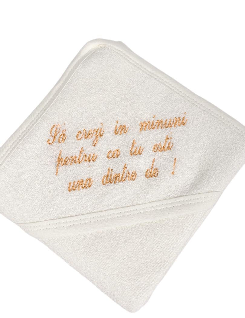 Prosop baie personalizat portocaliu - Botez bebelusi