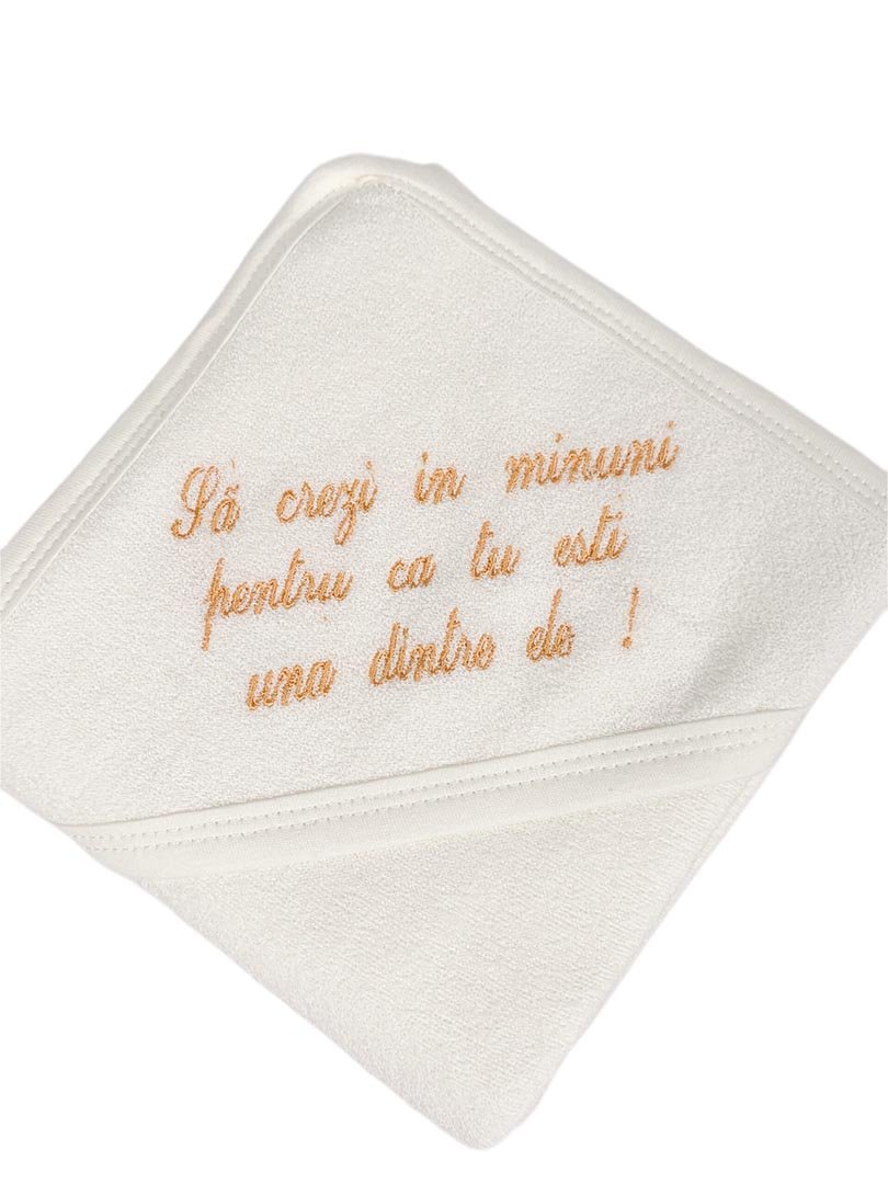 Prosop baie personalizat portocaliu - Botez bebelusi