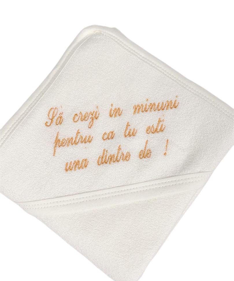 Prosop baie personalizat portocaliu - Botez bebelusi