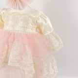 Rochie botez cu trena din dantela Rodica - Botez bebelusi