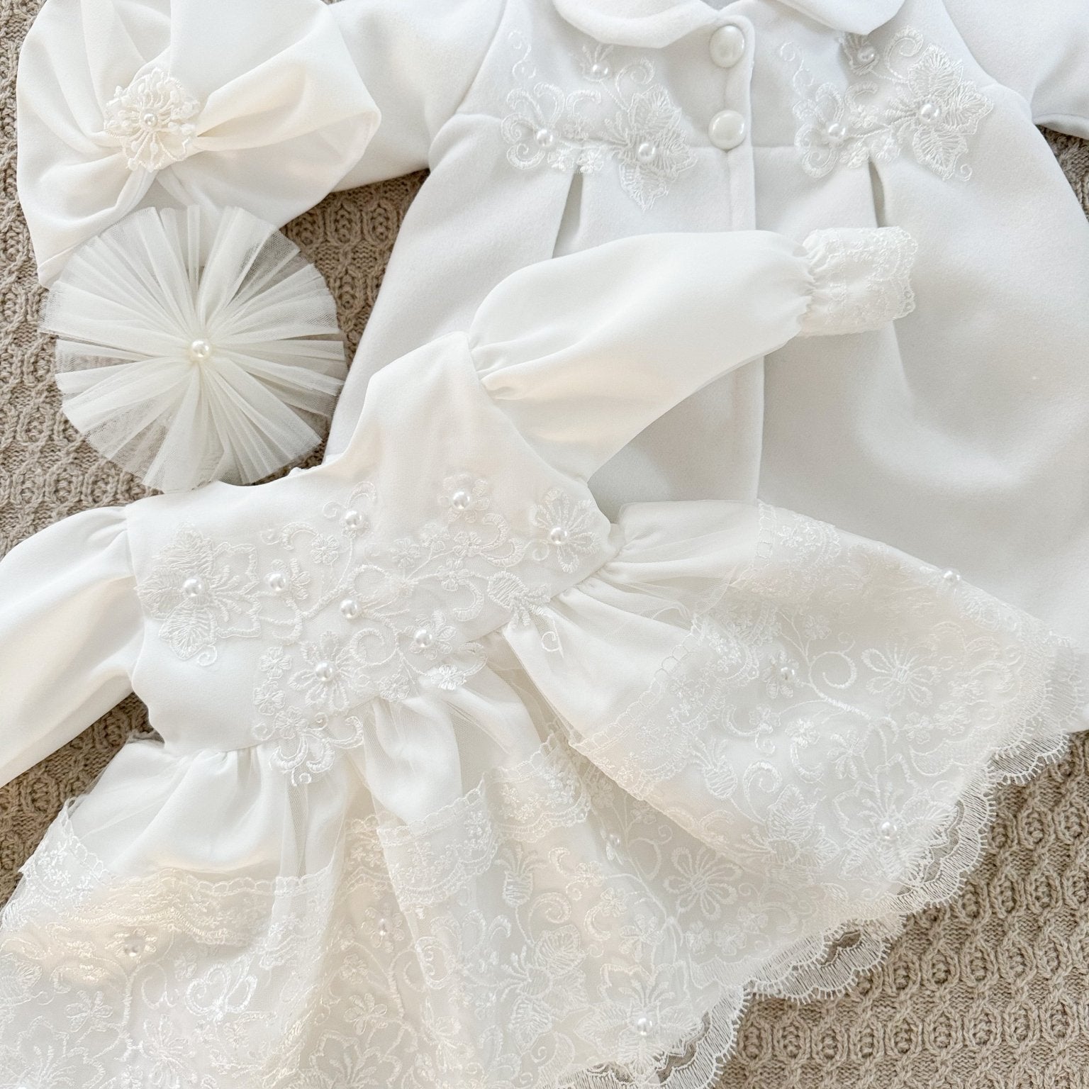 Rochie botez fetita alba Jaysa - Botez bebelusi