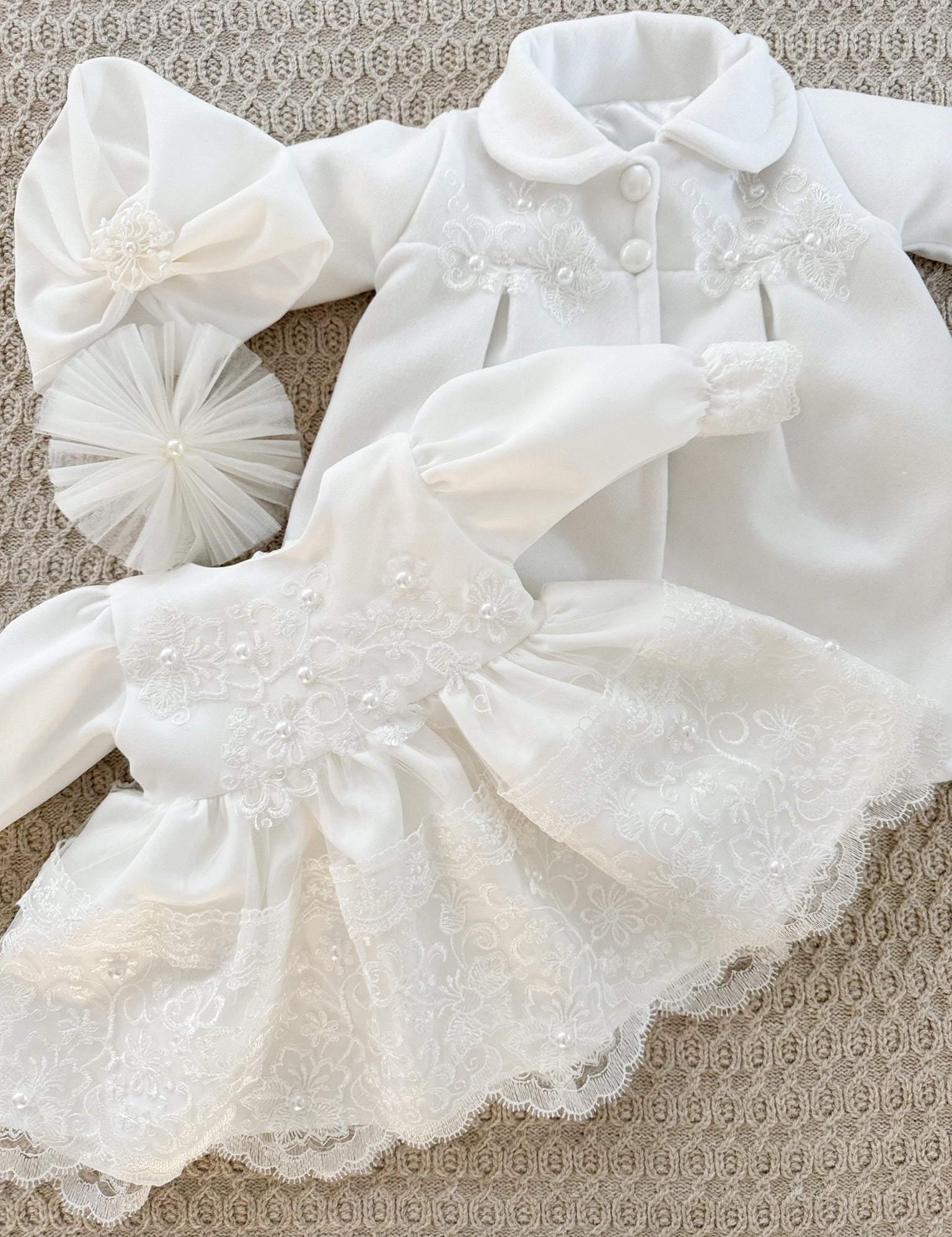 Rochie botez fetita alba Jaysa - Botez bebelusi