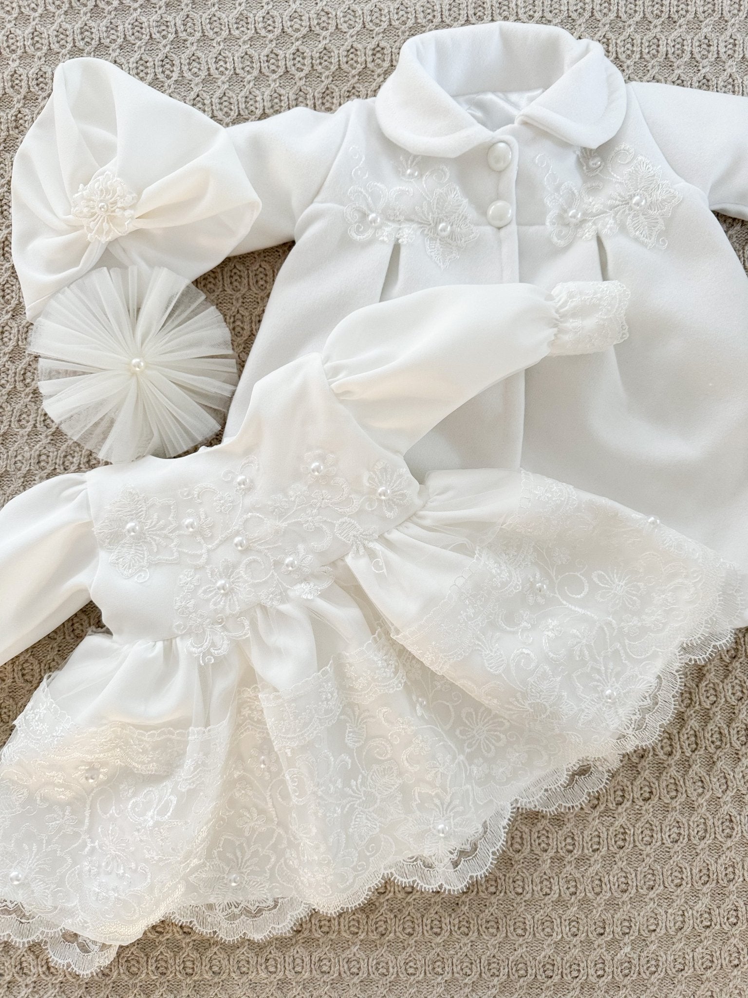 Rochie botez fetita alba Jaysa - Botez bebelusi