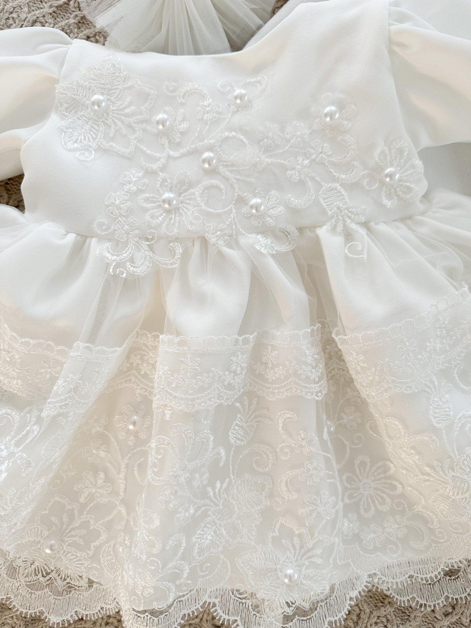 Rochie botez fetita alba Jaysa - Botez bebelusi