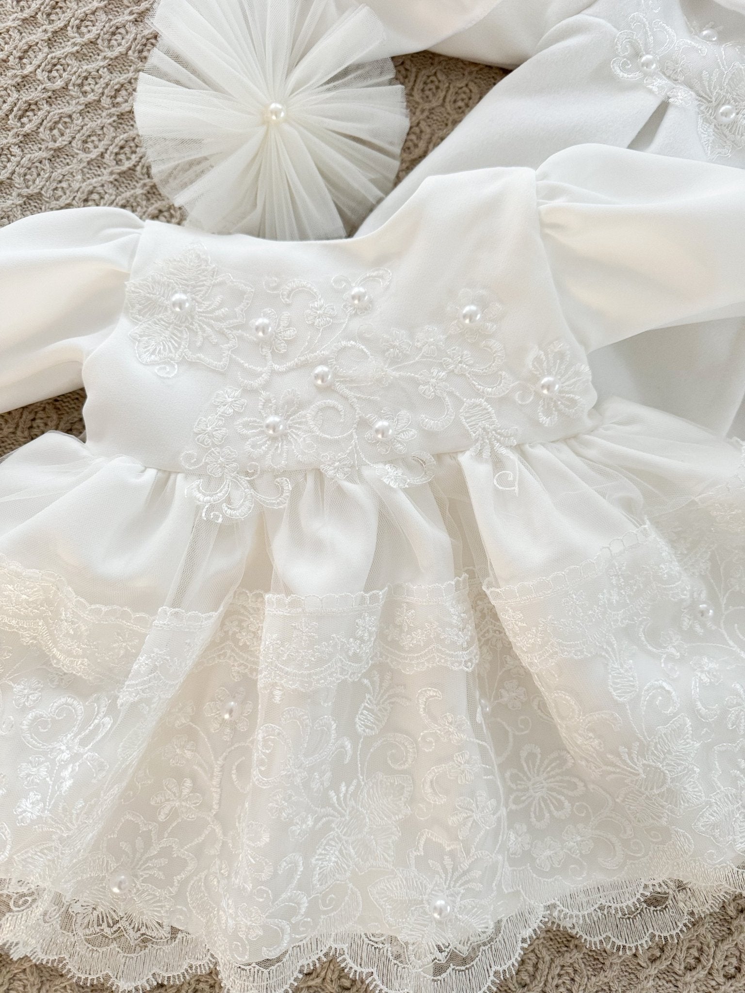 Rochie botez fetita alba Jaysa - Botez bebelusi