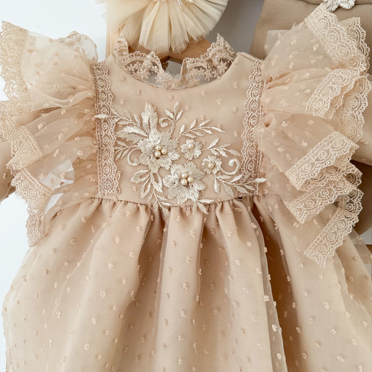 Rochie botez fetita maro Margot - Botez bebelusi