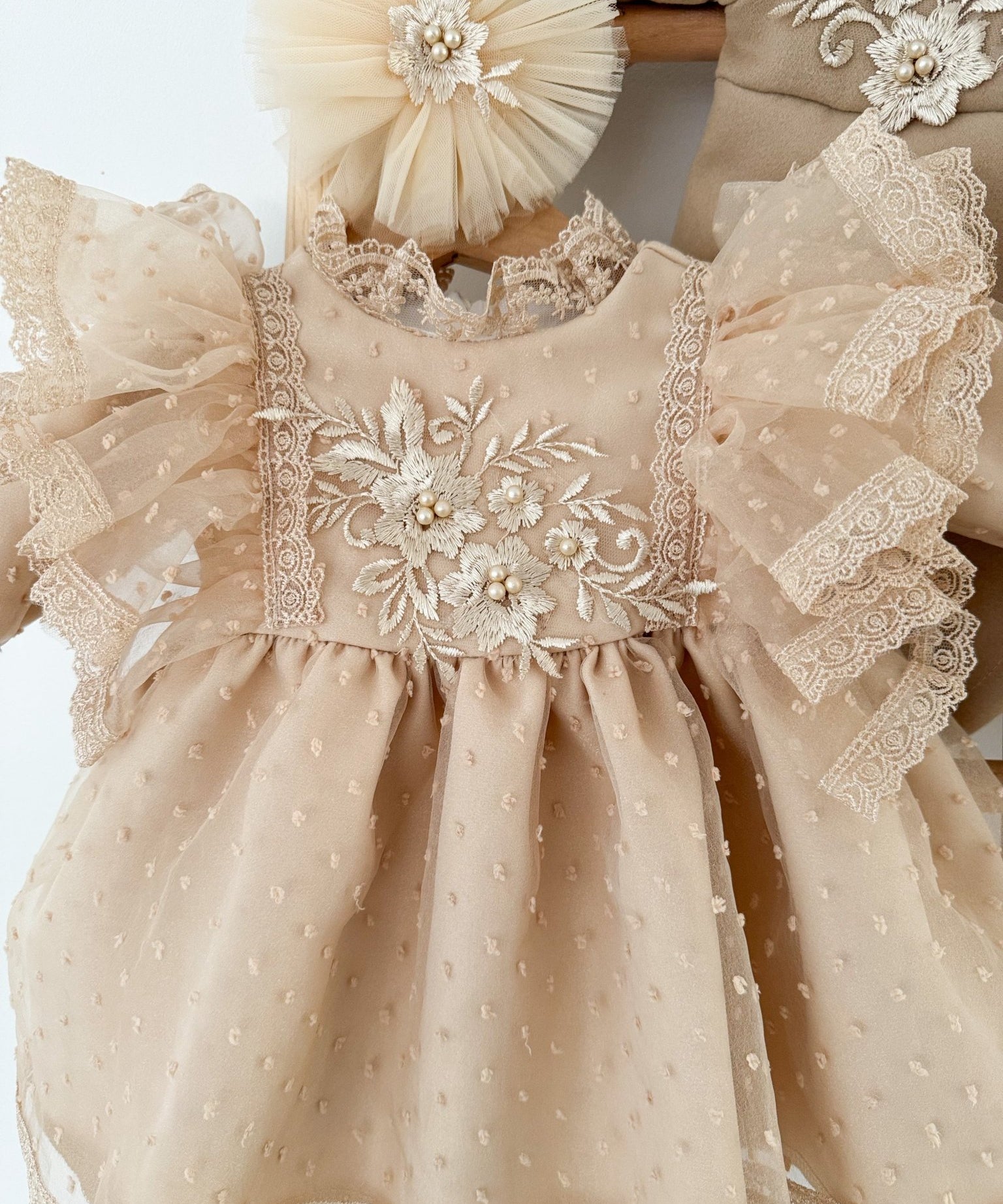 Rochie botez fetita maro Margot - Botez bebelusi