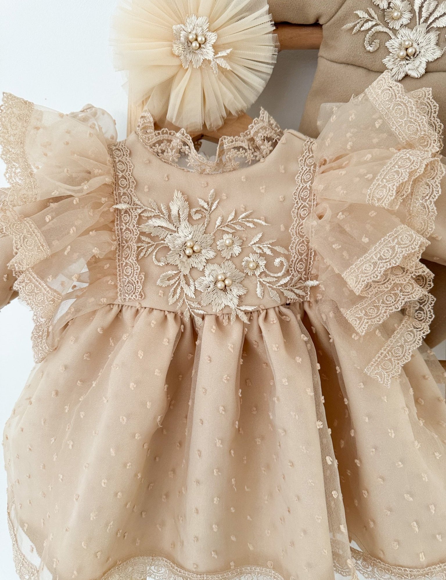 Rochie botez fetita maro Margot - Botez bebelusi