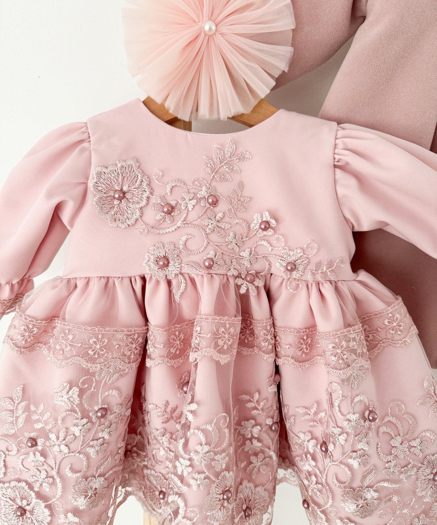 Rochie botez fetita roz Meghan - Botez bebelusi
