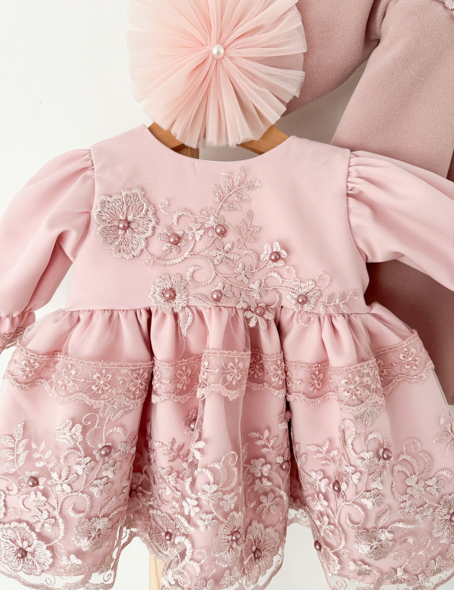 Rochie botez fetita roz Meghan - Botez bebelusi