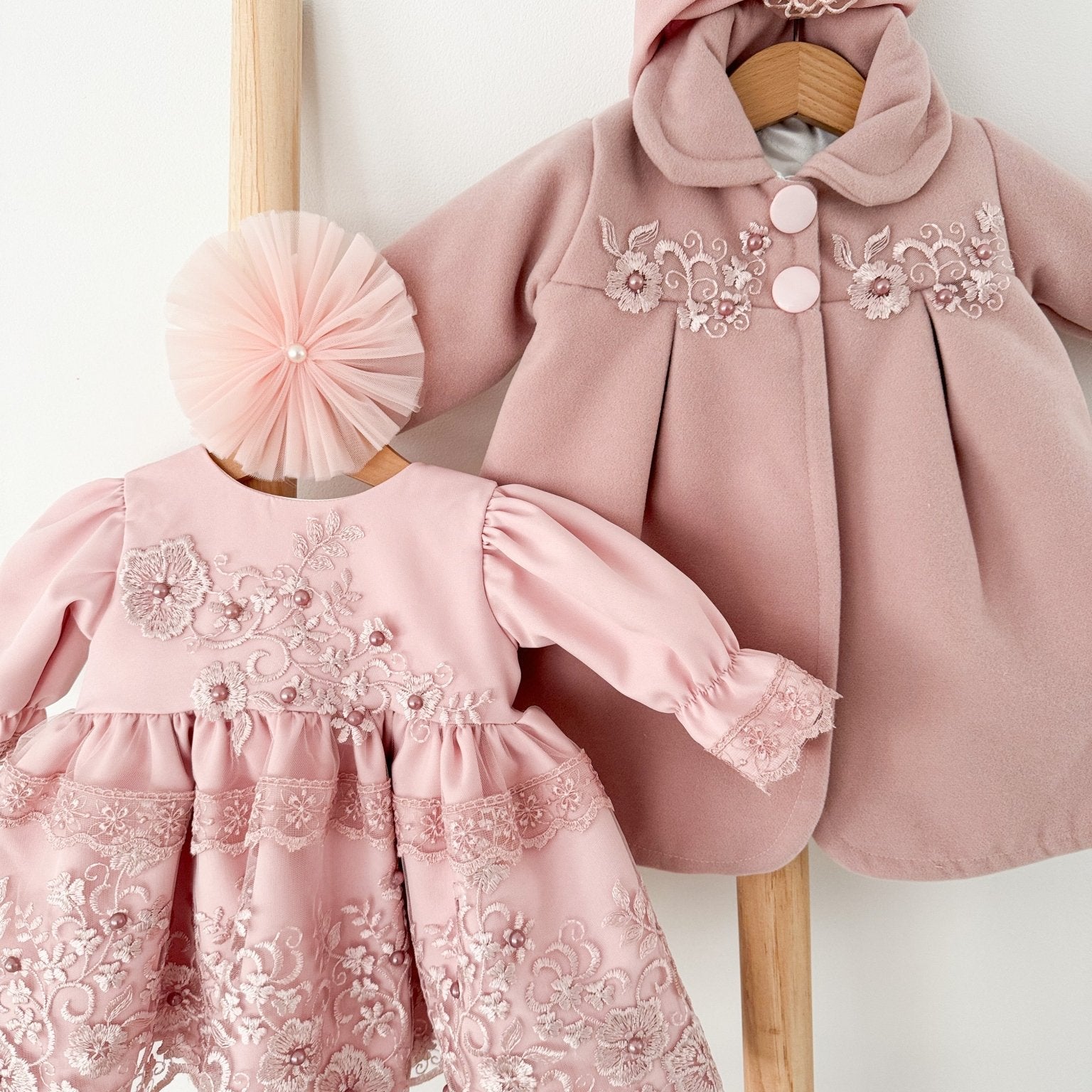 Rochie botez fetita roz Meghan - Botez bebelusi